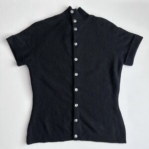 Vintage Limited America Button Back Sweater Women's M Black Wool Angora Knit Y2K